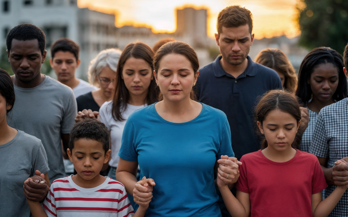 imagem ilustrativa de pessoas orando