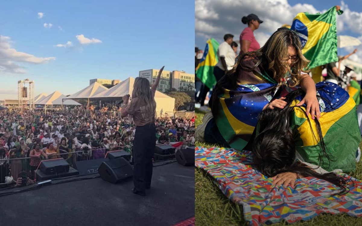 Crowd gathers in Brasília for a prayer event for Brazil