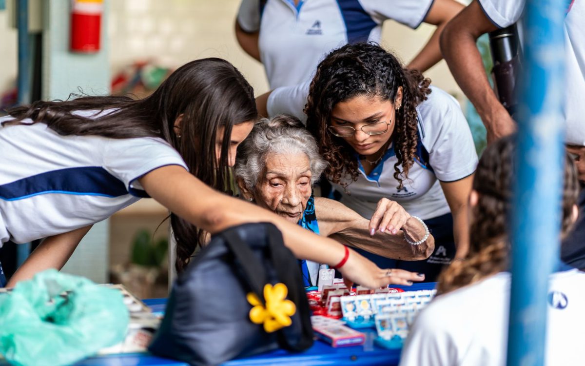 Christian school students bring service and affection to the elderly.