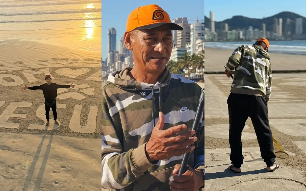 Worker uses beach sand to spread faith and hope
